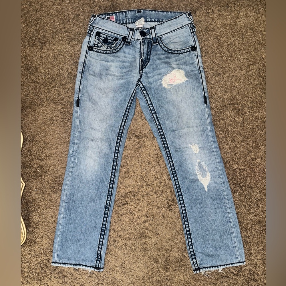 True Religion Blue Straight Leg Jeans Size 28 Bought But Don't Fit. Comfortable!